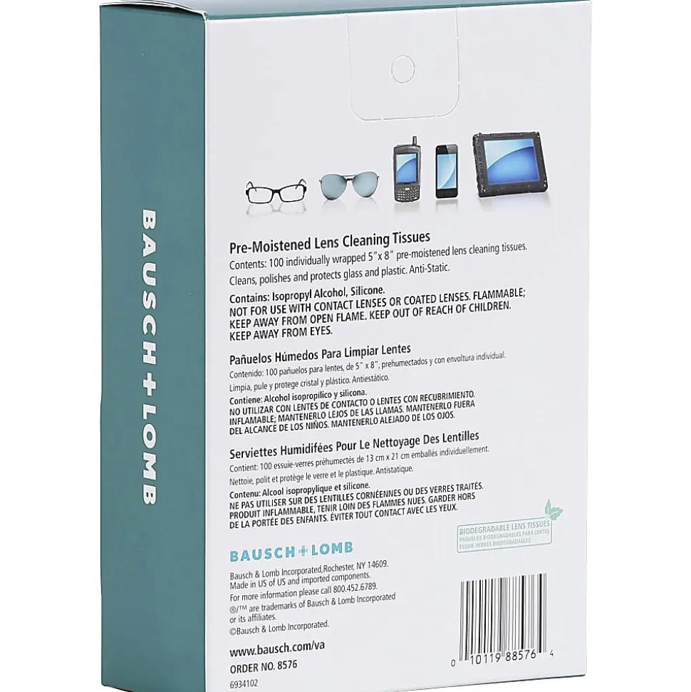 Bausch & Lomb Sight Savers Pre-Moistened Anti-Fog Tissues, 5 5/16" x 2 5/16", Case Of 100