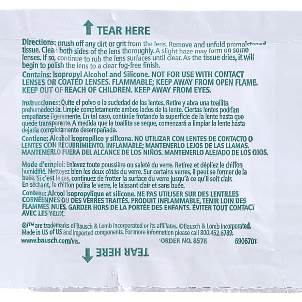 Bausch & Lomb Sight Savers Pre-Moistened Anti-Fog Tissues, 5 5/16" x 2 5/16", Case Of 100