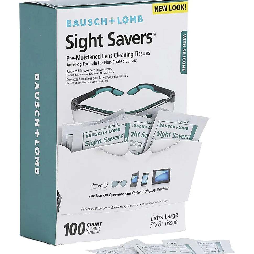 Bausch & Lomb Sight Savers Pre-Moistened Anti-Fog Tissues, 5 5/16" x 2 5/16", Case Of 100