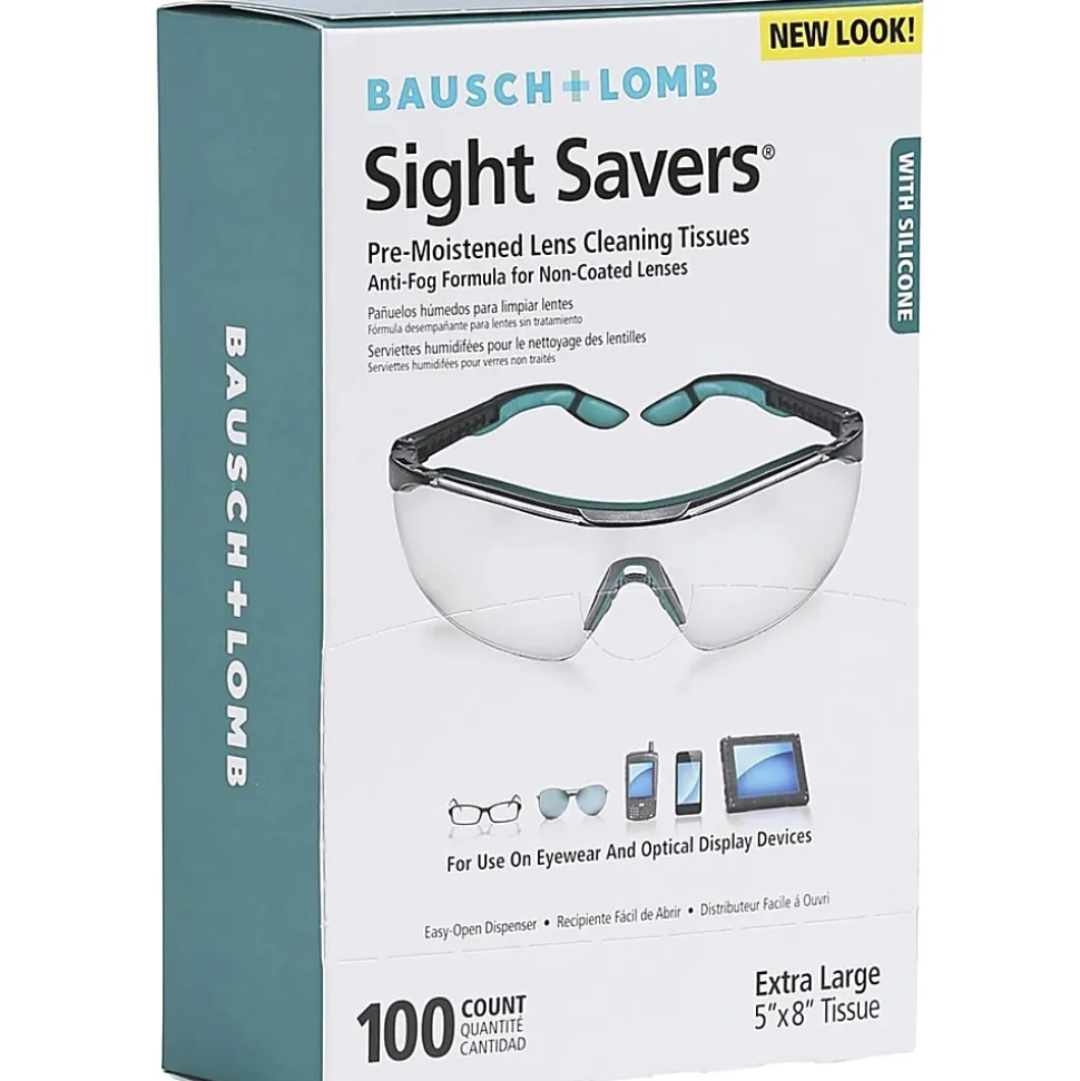 Bausch & Lomb Sight Savers Pre-Moistened Anti-Fog Tissues, 5 5/16" x 2 5/16", Case Of 100