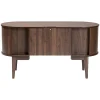 Baxton Studio 56"W HaYes Mid-Century Modern Oval Wood Writing Desk, Brown, Total Qty 1