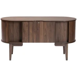 Baxton Studio 56"W HaYes Mid-Century Modern Oval Wood Writing Desk, Brown, Total Qty 1