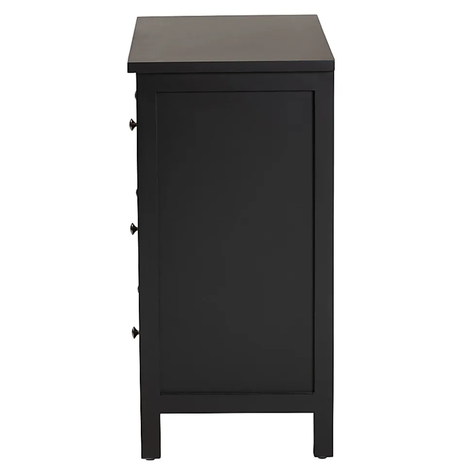 Baxton Studio Yelena 32"W Classic And Traditional Finished Wood 3-Drawer Storage Cabinet, Black/Chrome