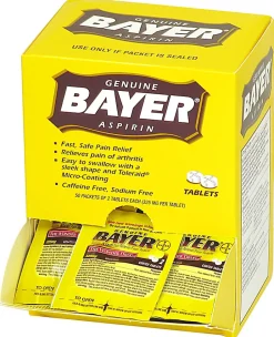 Bayer® Aspirin, 2 Tablets Per Packet, Box Of 50 Packets