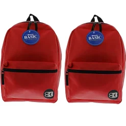 BAZIC Products 16" Basic Backpacks, Red, Pack Of 2 Backpacks