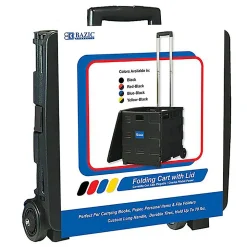 BAZIC Products Folding Cart On Wheels With Lid Cover, 18"H x 15"W x 16"D, Black/Gray