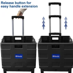 BAZIC Products Folding Cart On Wheels With Lid Cover, 18