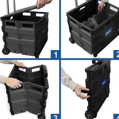 BAZIC Products Folding Cart On Wheels With Lid Cover, 18