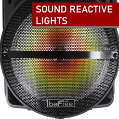 BeFree Sound Bluetooth® Rechargeable Portable Wireless PA Party Speaker With Colored LED Lights, Black