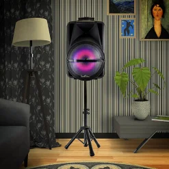 BeFree Sound Bluetooth® Rechargeable Portable Wireless PA Party Speaker With Colored LED Lights, Black