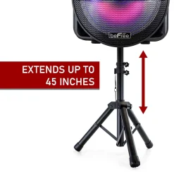 BeFree Sound Bluetooth® Rechargeable Portable Wireless PA Party Speaker With Colored LED Lights, Black
