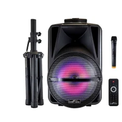 BeFree Sound Bluetooth® Rechargeable Portable Wireless PA Party Speaker With Colored LED Lights, Black