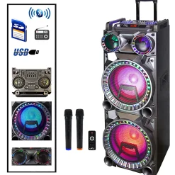 BeFree Sound Dual 10" Subwoofer Bluetooth Portable Party Speaker With Sound Reactive Party Lights
