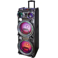 BeFree Sound Dual 10" Subwoofer Bluetooth Portable Party Speaker With Sound Reactive Party Lights