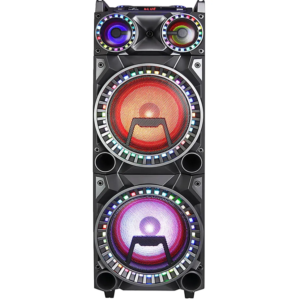 BeFree Sound Dual 10" Subwoofer Bluetooth Portable Party Speaker With Sound Reactive Party Lights