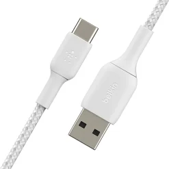 Belkin BoostCharge Braided USB-A to USB-C Power Cable, 3.3', White