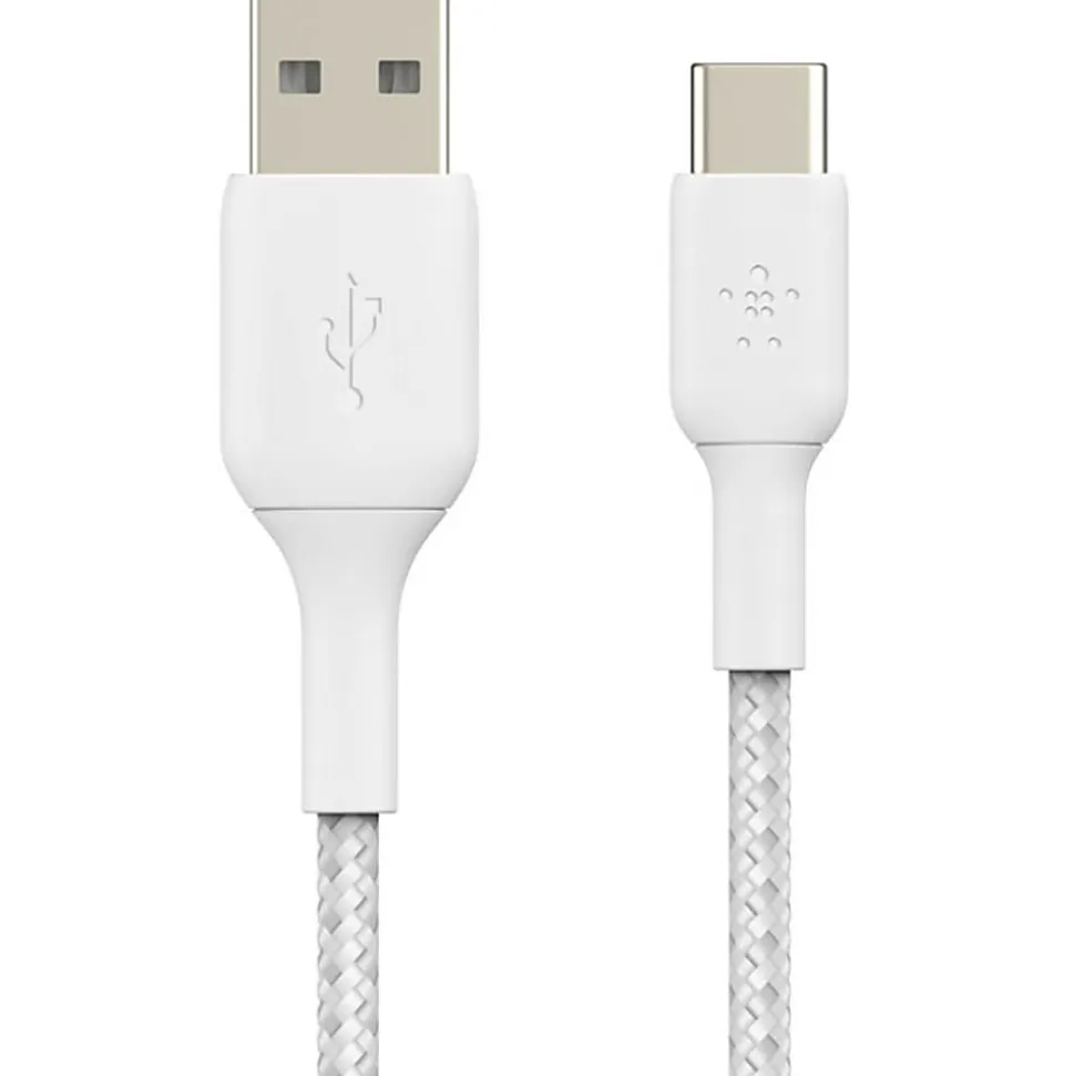 Belkin BoostCharge Braided USB-A to USB-C Power Cable, 3.3', White