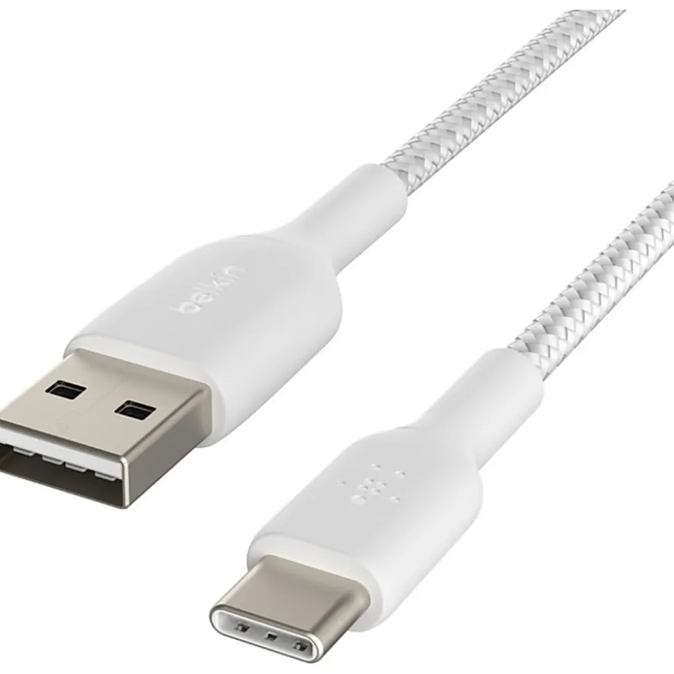 Belkin BoostCharge Braided USB-A to USB-C Power Cable, 3.3', White