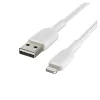 Belkin BoostCharge Braided USB-A To Lightning Cable - 6.6ft/2M, White