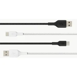 Belkin BoostCharge Braided USB-C to USB-A Cable (2 meter/6.6 foot, White) - 6.6 ft USB/USB-C Data Transfer Cable - CAB002BT2MWH