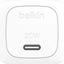 Belkin BoostCharge Compact USB-C Wall Charger for Iphone/Samsung/Google, 20W, White, WCA009DQWH