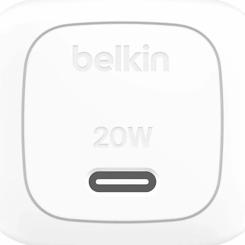 Belkin BoostCharge Compact USB-C Wall Charger for Iphone/Samsung/Google, 20W, White, WCA009DQWH