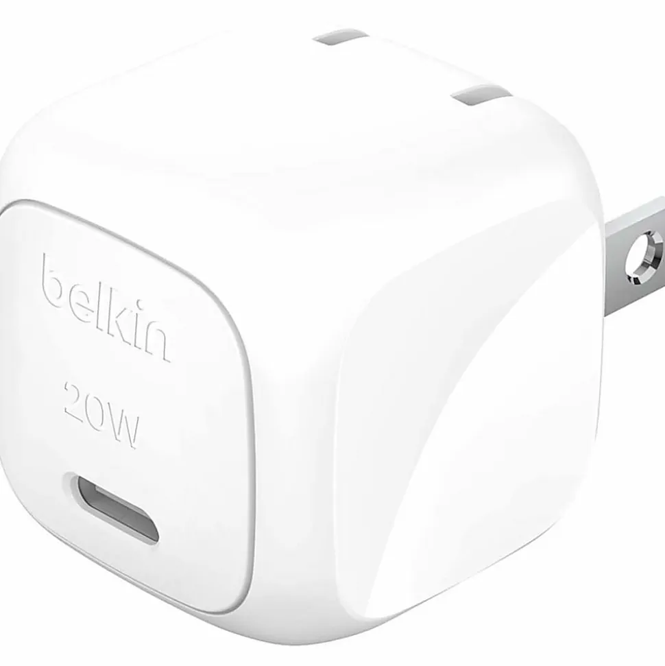 Belkin BoostCharge Compact USB-C Wall Charger for Iphone/Samsung/Google, 20W, White, WCA009DQWH