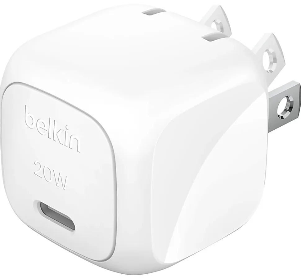 Belkin BoostCharge Compact USB-C Wall Charger for Iphone/Samsung/Google, 20W, White, WCA009DQWH