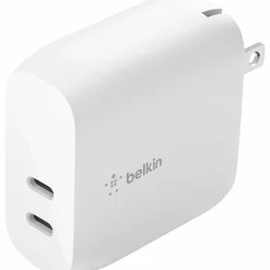 Belkin BoostCharge Dual USB-C Wall Charger, 40W, White, WCB006DQWH