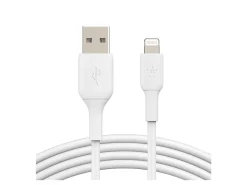 Belkin BoostCharge Lightning-To-USB-A PVC Cable, 9.8ft/3M, White