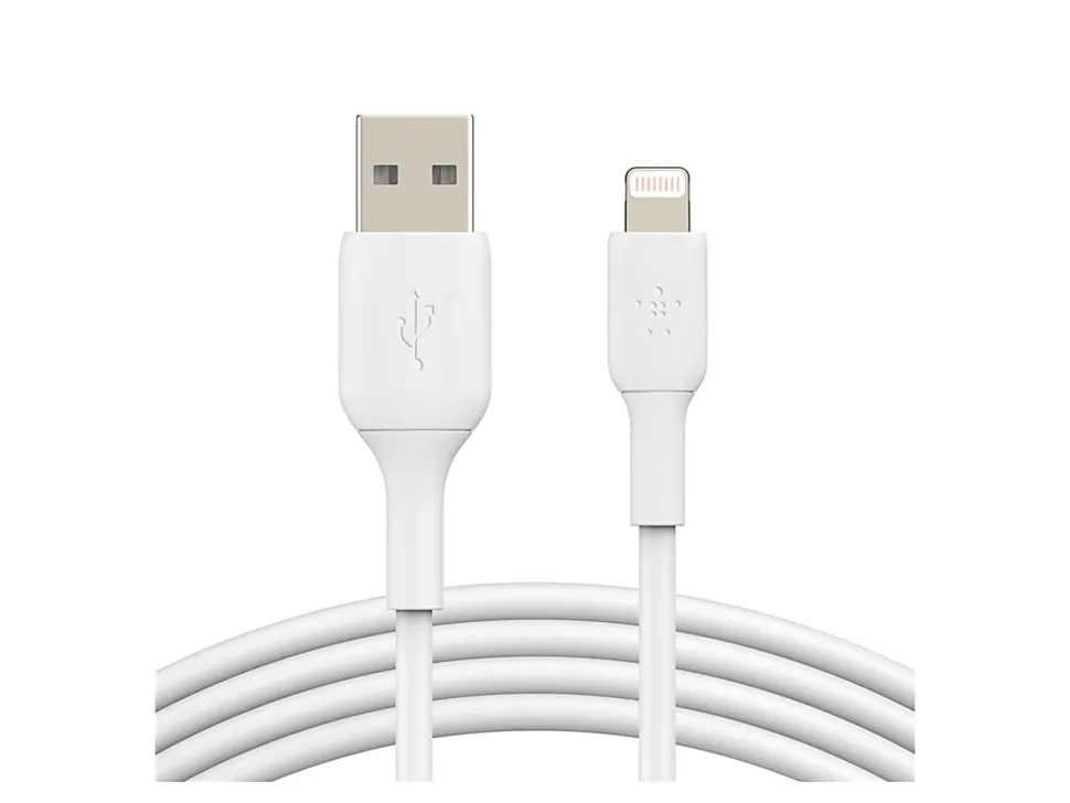 Belkin BoostCharge Lightning-To-USB-A PVC Cable, 9.8ft/3M, White
