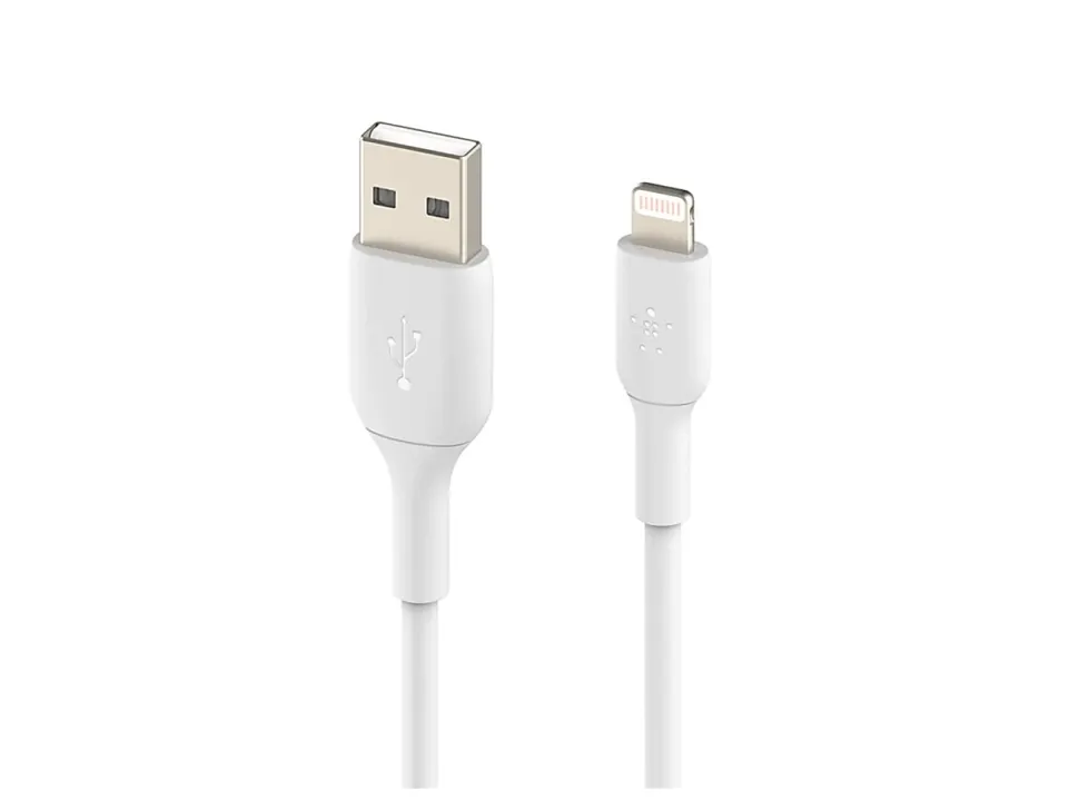 Belkin BoostCharge Lightning-To-USB-A PVC Cable, 9.8ft/3M, White