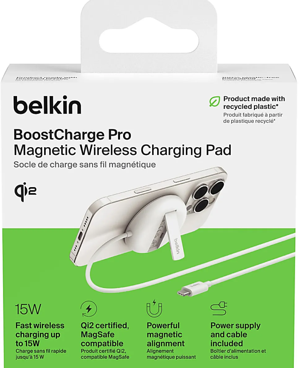 Belkin BoostCharge Magnetic Wireless Charging Pad, White, WIA011TTWH