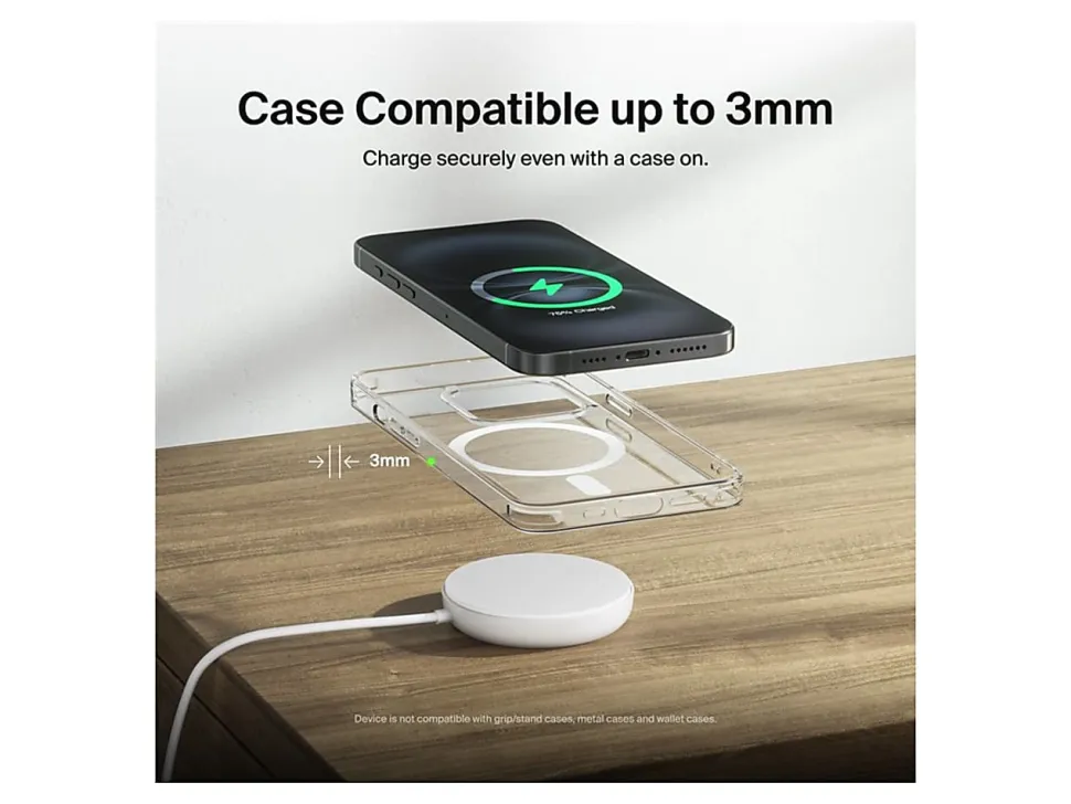 Belkin BoostCharge Magnetic Wireless Charging Pad, White, WIA011TTWH