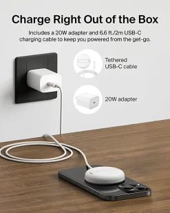 Belkin BoostCharge Magnetic Wireless Charging Pad, White, WIA011TTWH
