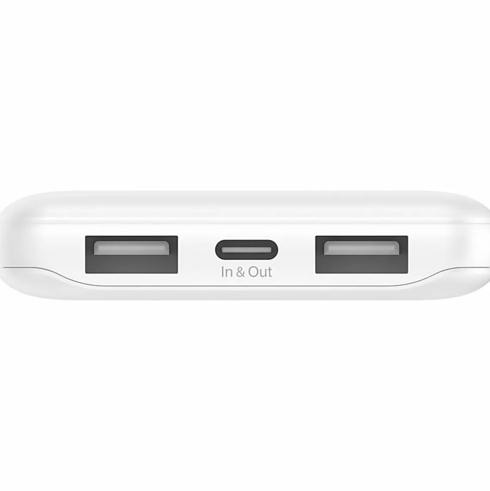 Belkin BoostCharge Power Bank, 10K, For Iphone/Samsung/Google Pixel, White, BPB011BTWH