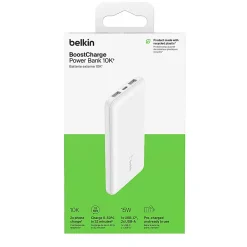 Belkin BoostCharge Power Bank, 10K, For Iphone/Samsung/Google Pixel, White, BPB011BTWH