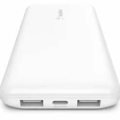 Belkin BoostCharge Power Bank, 10K, For Iphone/Samsung/Google Pixel, White, BPB011BTWH