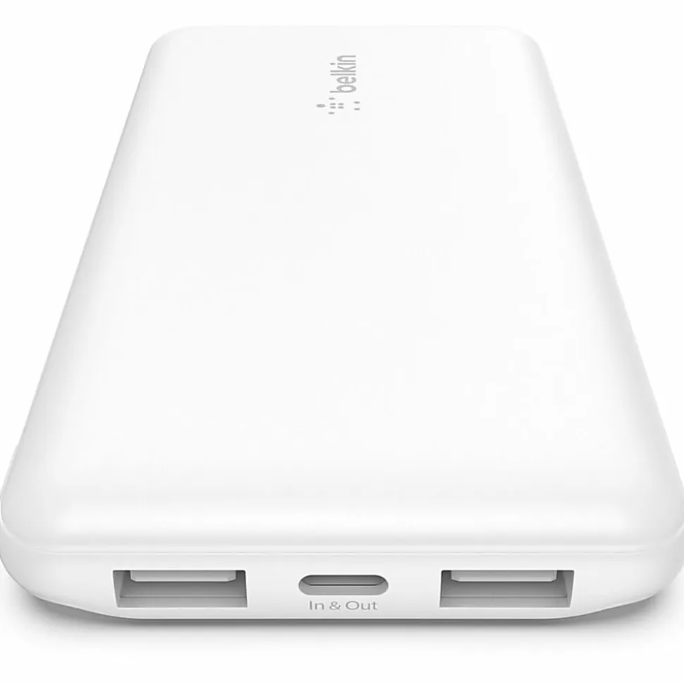 Belkin BoostCharge Power Bank, 10K, For Iphone/Samsung/Google Pixel, White, BPB011BTWH