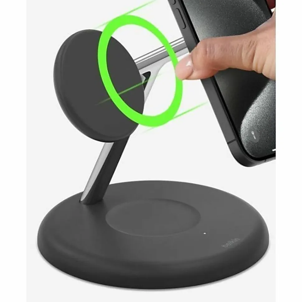 Belkin BoostCharge Pro Cradle - Wireless - iPhone, Apple Watch, AirPods - 3 Slot - Qi2 - Charging Capability - Black