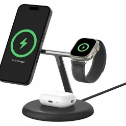 Belkin BoostCharge Pro Cradle - Wireless - iPhone, Apple Watch, AirPods - 3 Slot - Qi2 - Charging Capability - Black