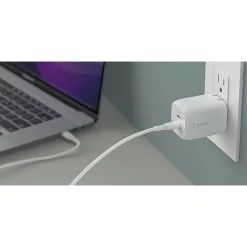 Belkin BoostCharge Pro Dual USB-C GaN Wall Charger with PPS 65W Laptop Chromebook Charging, Power Adapter, WCH013DQWH