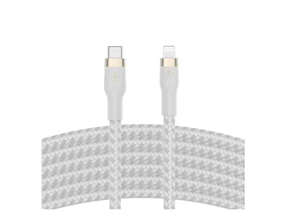 Belkin BoostCharge Pro Flex Braided USB-C To Lightning Cable, 3M/10ft, White