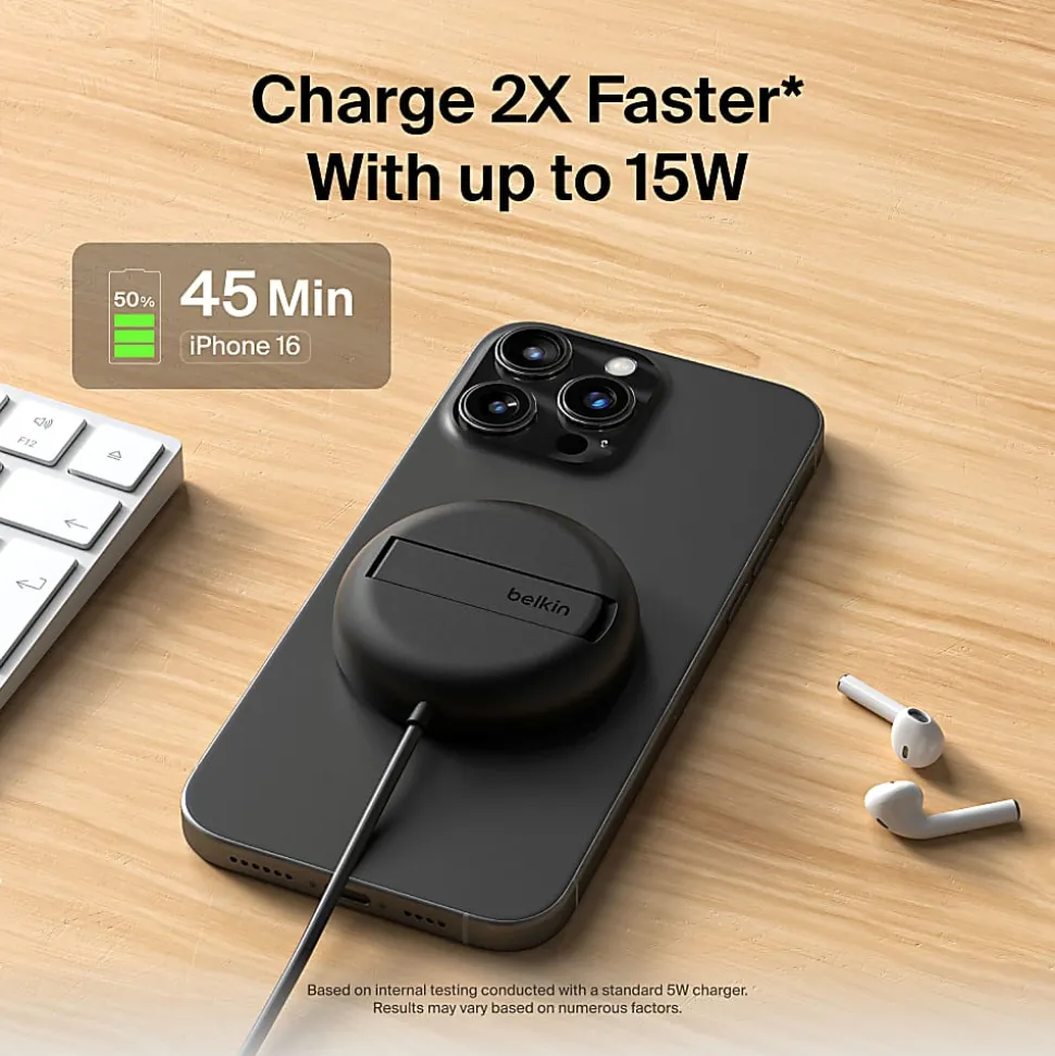 Belkin BoostCharge Pro Magnetic Wireless Charging Pad, Black, WIA011TTBK