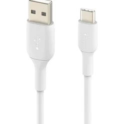 Belkin BoostCharge USB-C to USB-A Cable (1 meter/3.3 foot, White) - 3.28 ft USB/USB-C Data Transfer Cable - CAB001BT1MWH