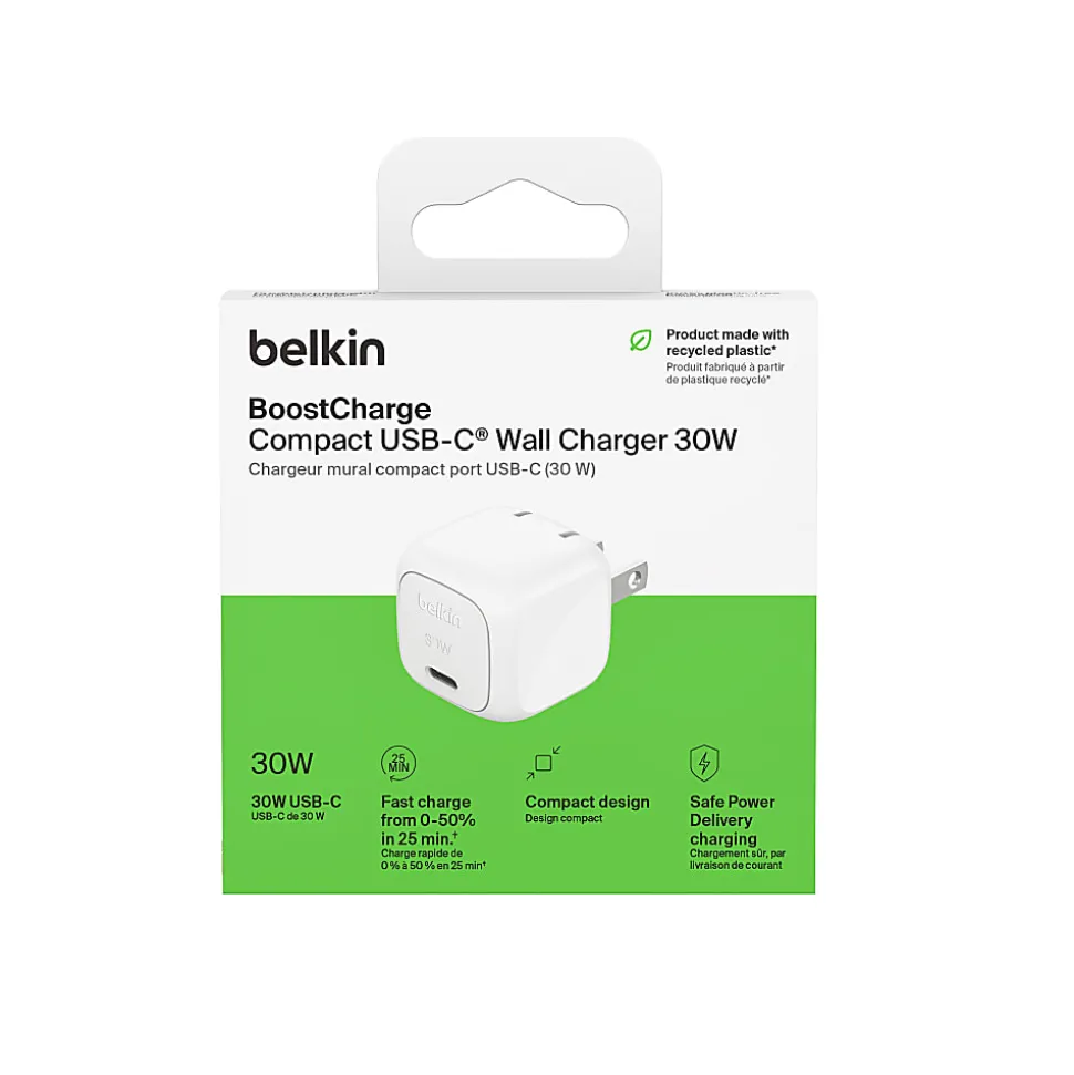 Belkin BoostCharge USB-C Wall Charger For iPhone/Samsung/Google, White