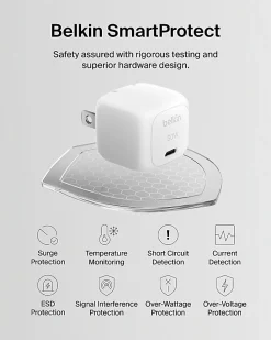 Belkin BoostCharge USB-C Wall Charger For iPhone/Samsung/Google, White
