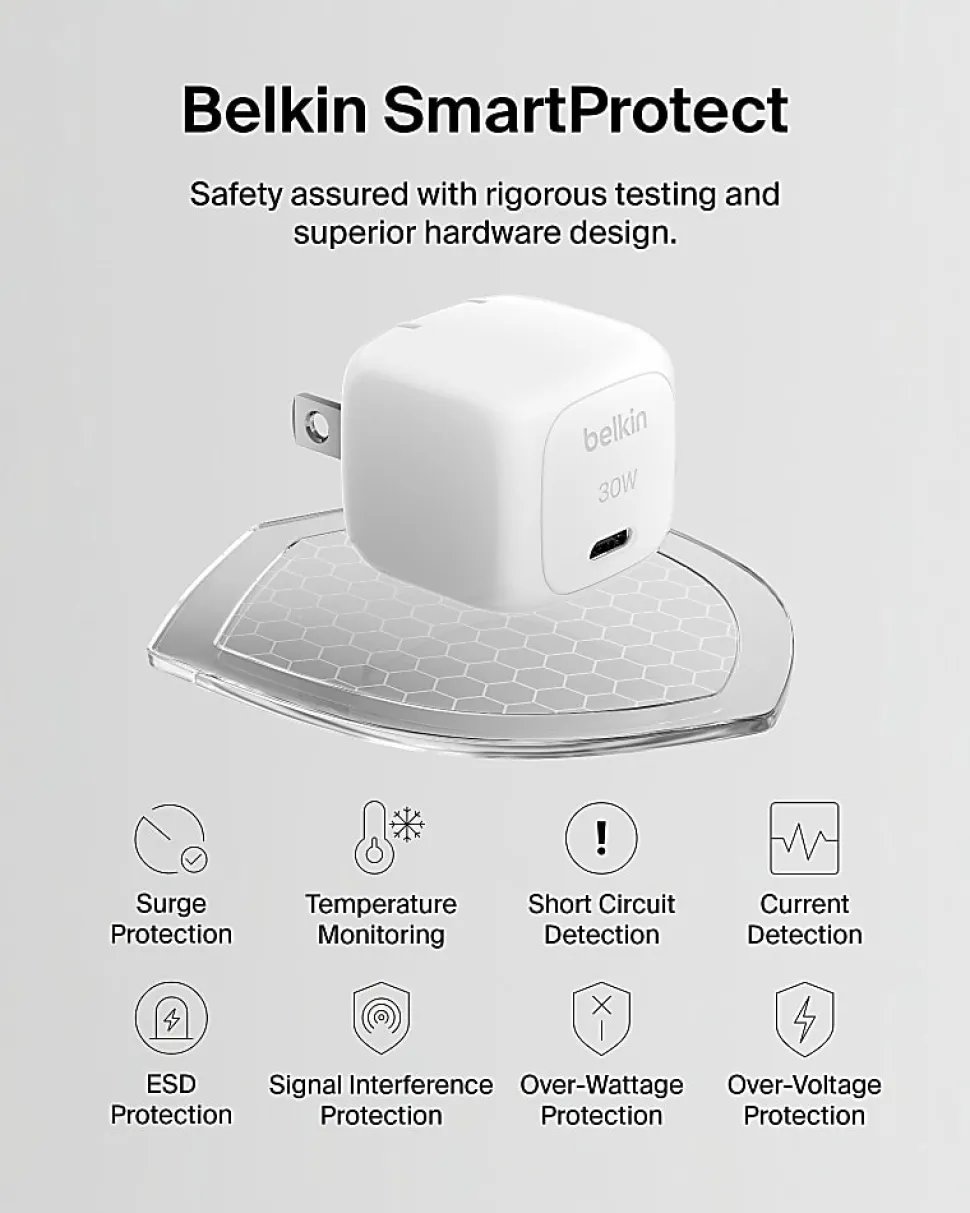 Belkin BoostCharge USB-C Wall Charger For iPhone/Samsung/Google, White