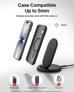 Belkin BoostCharge Wireless Charging Stand With 20W USB-C, Black, WIB006TTBK