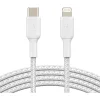 Belkin Braided USB-C to Lightning Cable (2m/6.6ft, White) - 6.60 ft Lightning/USB-C Data Transfer Cable  - CAA004BT2MWH
